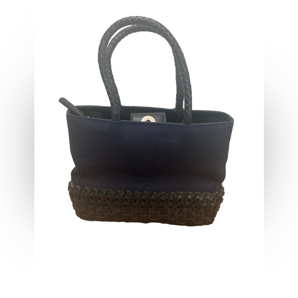 Elienne Aigner Vintage mini handbag Basket Weave Bottom Navy‎ Blue